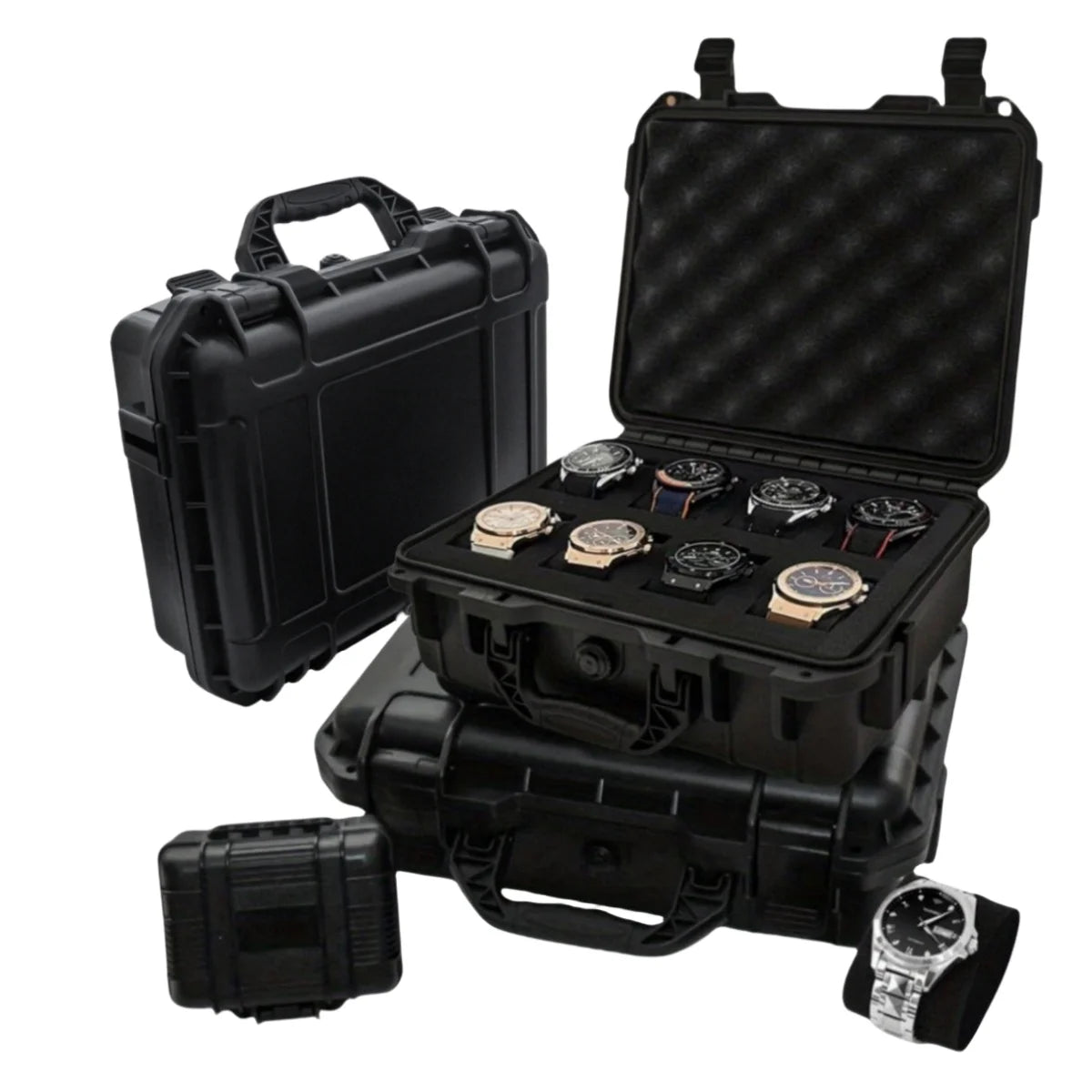 Kronix Presents: Waterproof  Security Briefcase Collector’s Watch Vault (8/15 Slots)